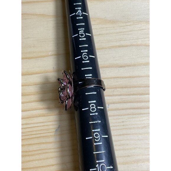 Pink Crystal Flower Cocktail Ring - Picture 3 of 3